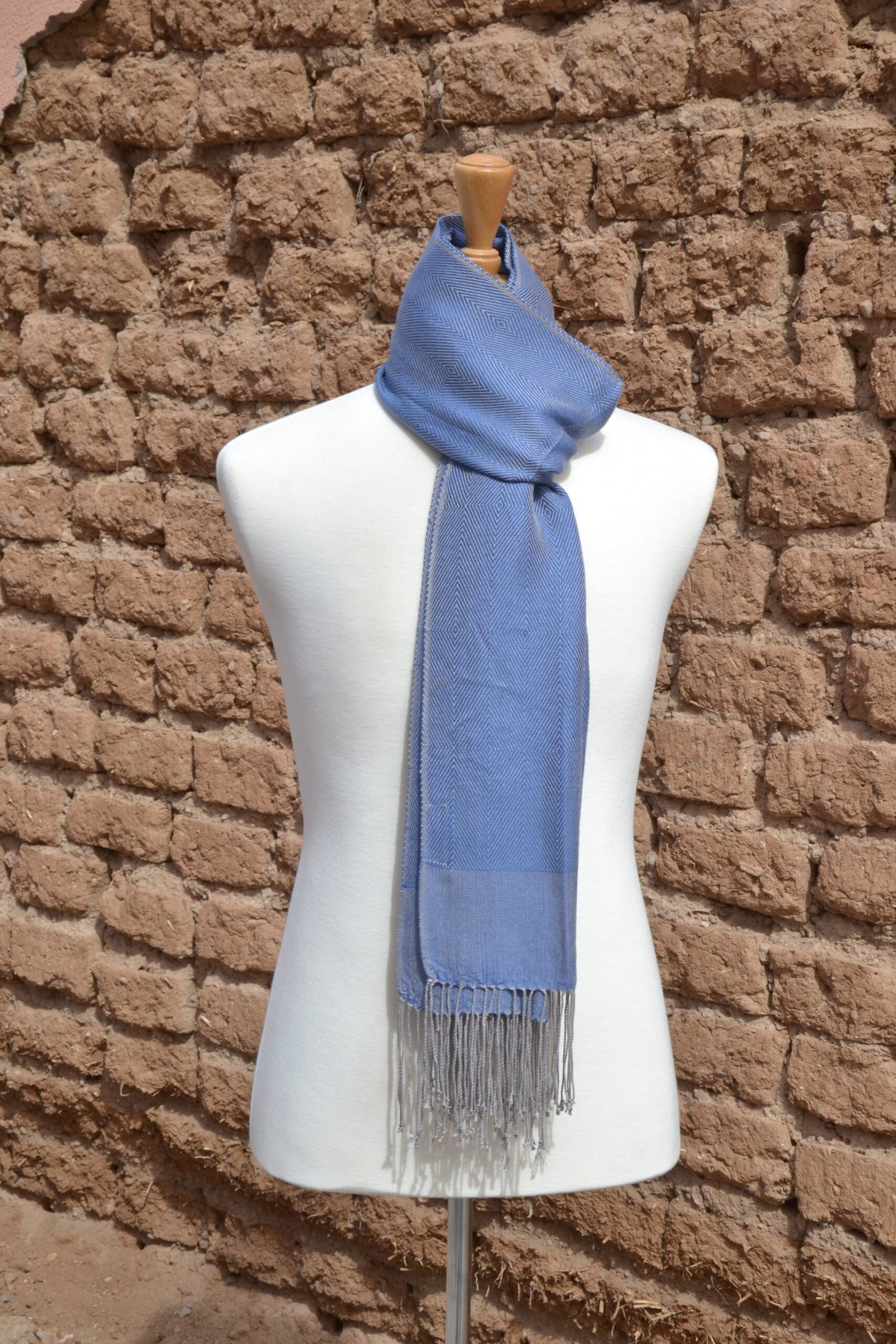 Handwoven Wool Scarf – Brown & Beige - Image 7