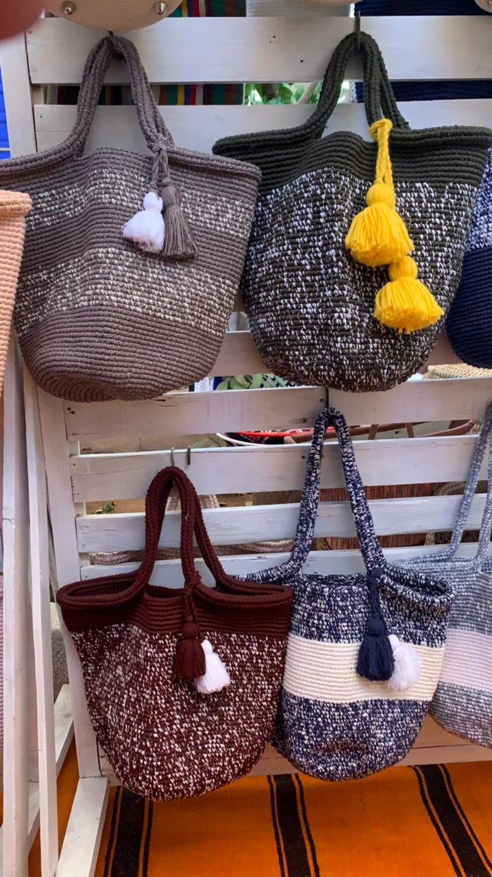 Bohemian Crochet Tote Bag with Tassel Details - Image 5