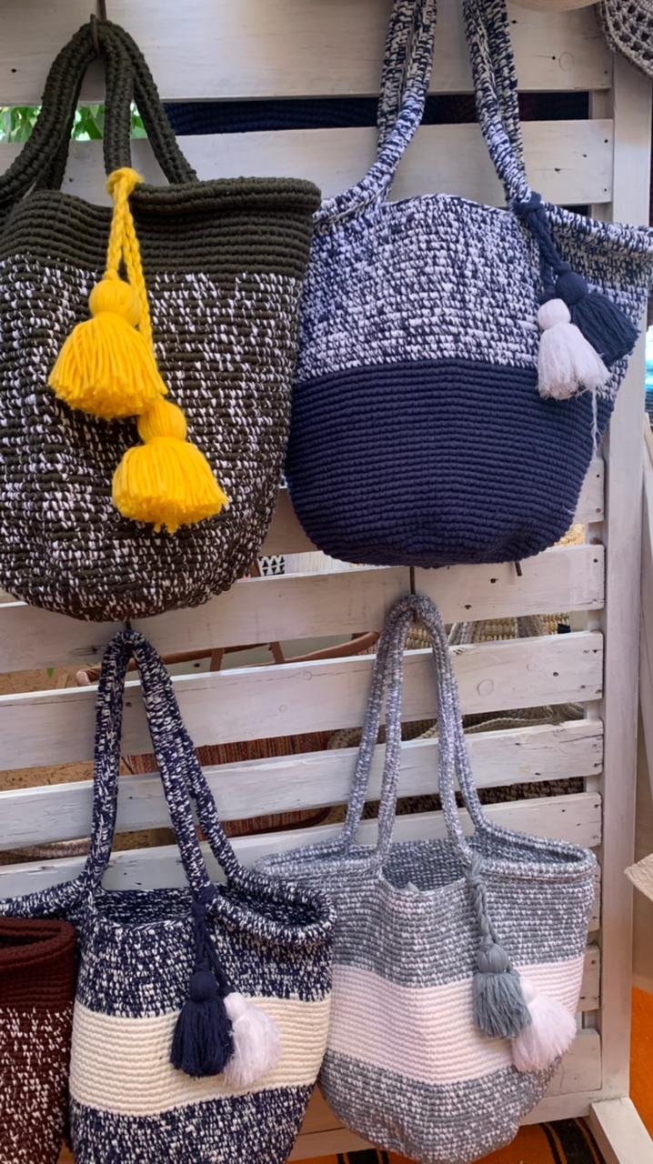 Bohemian Crochet Tote Bag with Tassel Details - Image 6